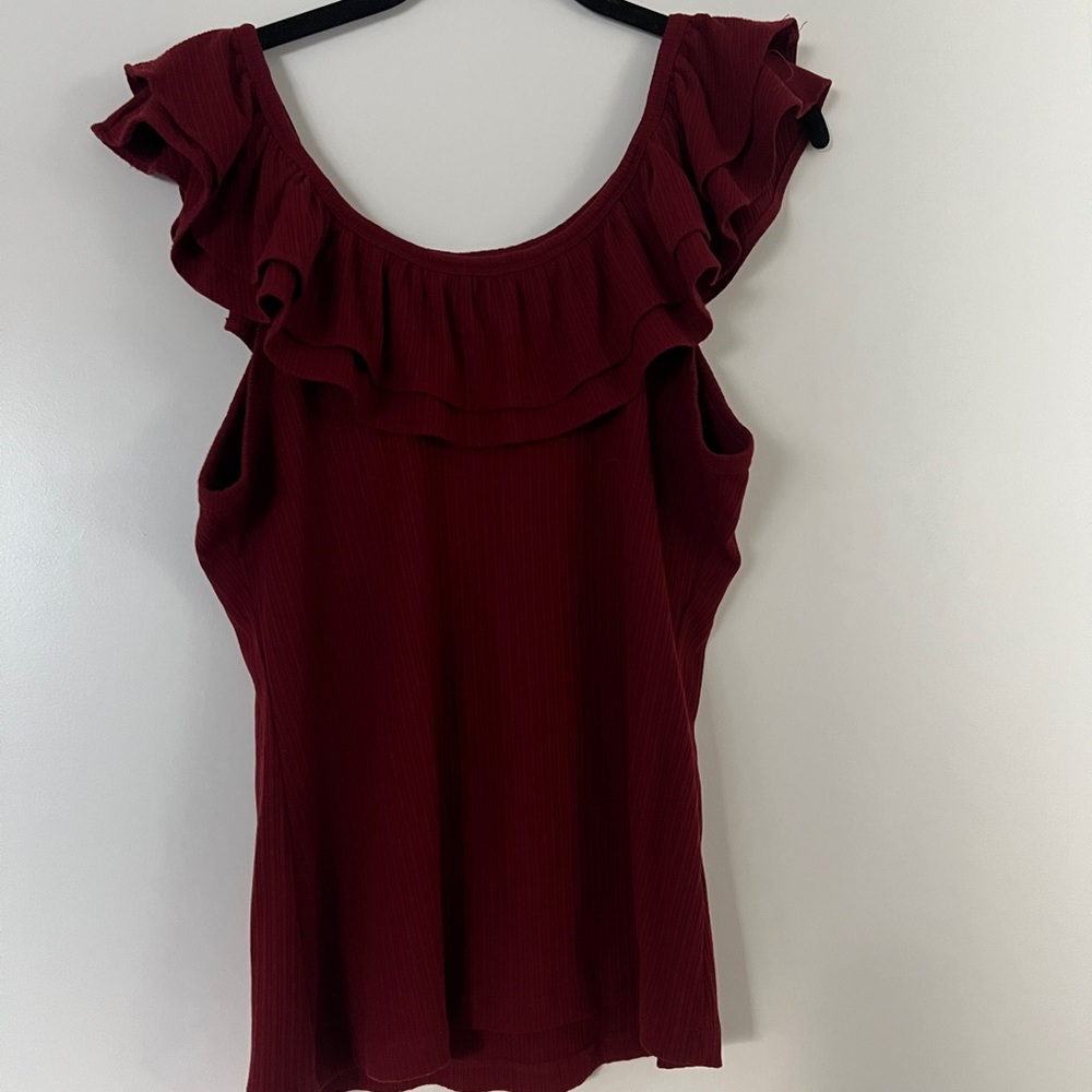 Ruffled Burgundy Top